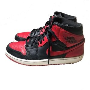 Nike Air Jordan 1 Mid Black & Red Basketball Sneakers